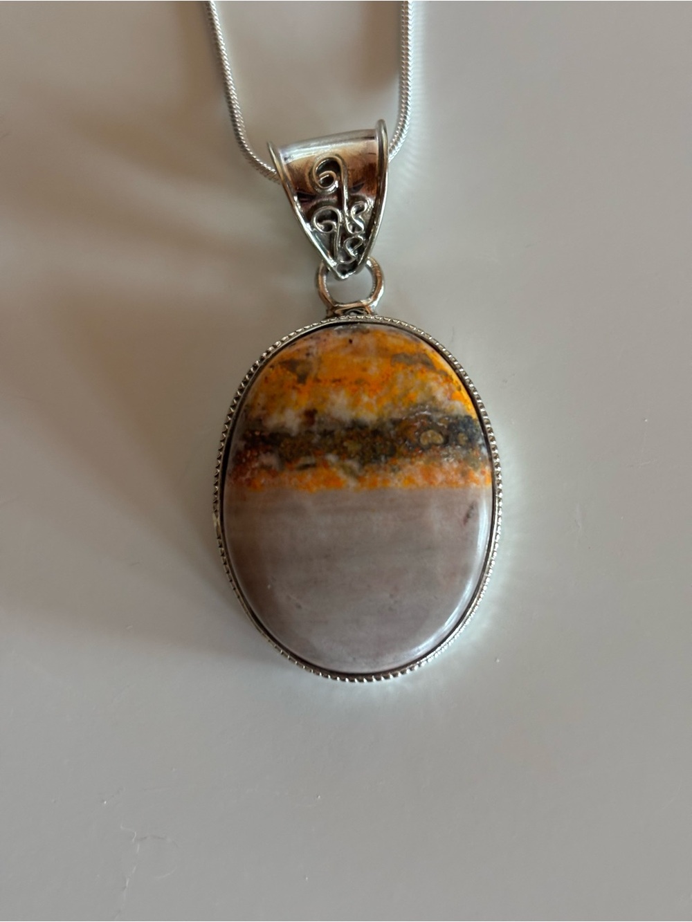 Bumblebee Jasper Crystal Pendant Necklace – 925 Sterling Silver